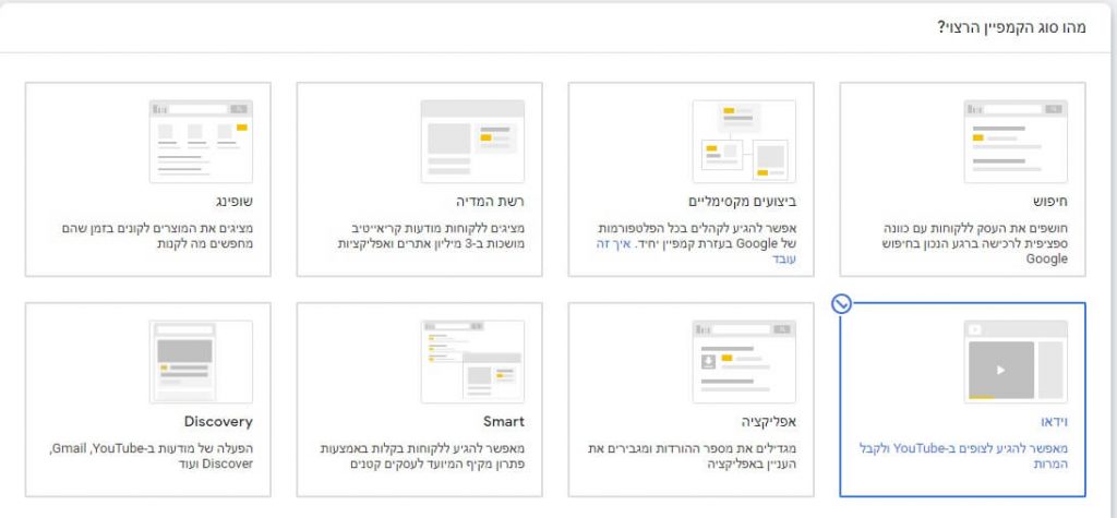 סוג הקמפיין יוטיוב שורטס